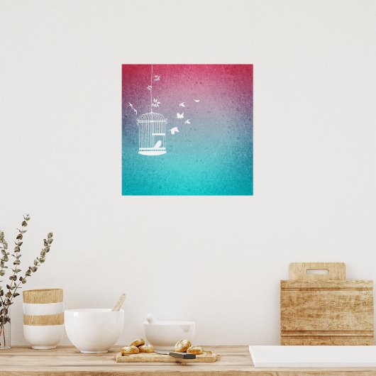  vogelstand en vogels poster (Keuken)