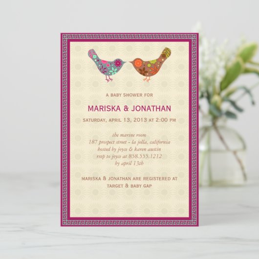 Vogelstellen Baby shower Uitnodiging (Staand voorkant)