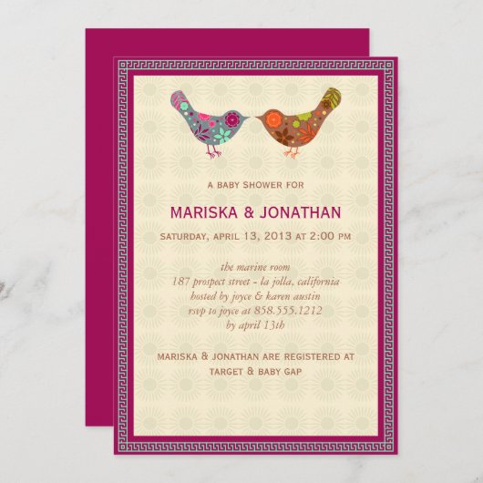 Vogelstellen Baby shower Uitnodiging (Voorkant / Achterkant)