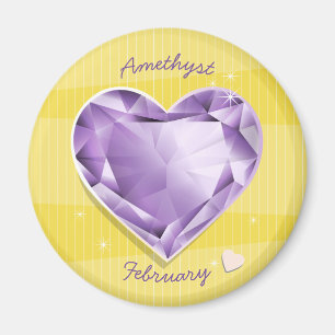Vogelstenen Februari Amethyst Paars/lila Hart Magneet
