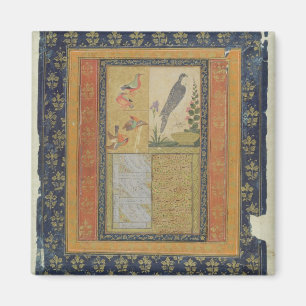 Vogelstudie en kalligrafie, Golconda, Andhra Prade Magneet