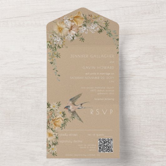  vogelTan QR-code All In One Uitnodiging (Binnen)