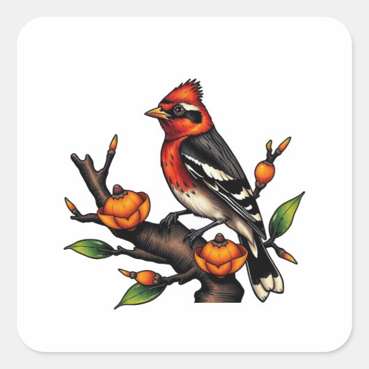 Vogeltatoeage Vierkante Sticker (Voorkant)