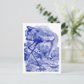 vogeltekening | Blauw | Hele kraan Briefkaart (Staand voorkant)