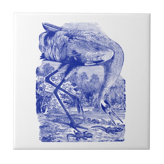  vogeltekening | Blauw | Hele kraan Tegeltje (Voorkant)