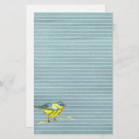 Vogeltekening grijs gevoerd briefpapier (Voorkant / Achterkant)