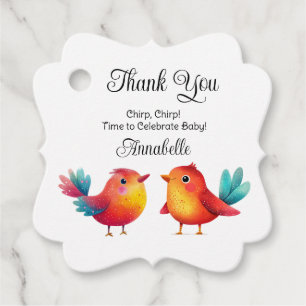 Vogelthema Baby shower Schattigee Waterverf Bedankjes Labels