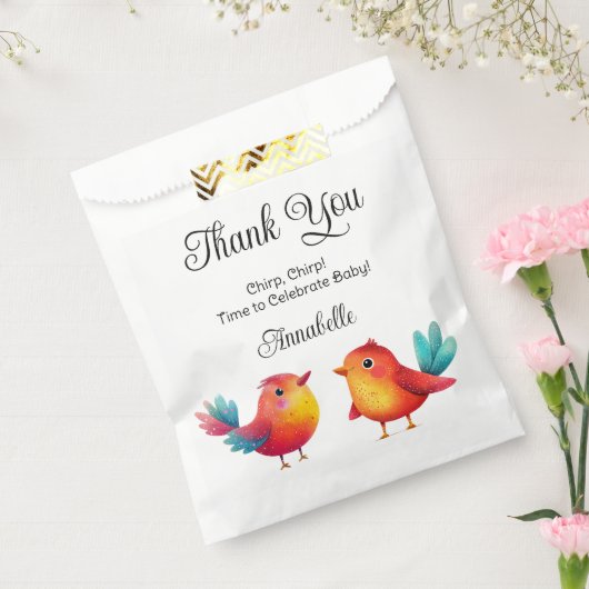Vogelthema Baby shower Schattigee Waterverf Bedankzakje (Gezegeld)