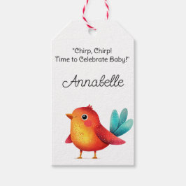 Vogelthema Baby shower Schattigee Waterverf Cadeaulabel