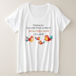 Vogelthema Baby shower Schattigee Waterverf Grote Maat T-shirt