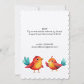 Vogelthema Baby shower Schattigee Waterverf Kaart (Achterkant)