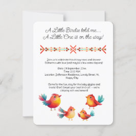 Vogelthema Baby shower Schattigee Waterverf Kaart