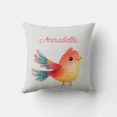 Vogelthema Baby shower Schattigee Waterverf Kussen (Achterkant)