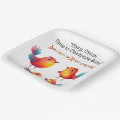 Vogelthema Baby shower Schattigee Waterverf Papieren Bordje (Gebogen)
