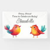 Vogelthema Baby shower Schattigee Waterverf Spandoek (Horizontaal)