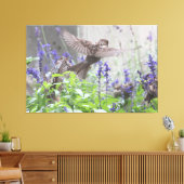 Vogeltje in Lavendel Canvas Afdruk (Insitu (Woonkamer))
