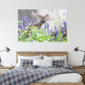 Vogeltje in Lavendel Canvas Afdruk (Insitu (Slaapkamer))