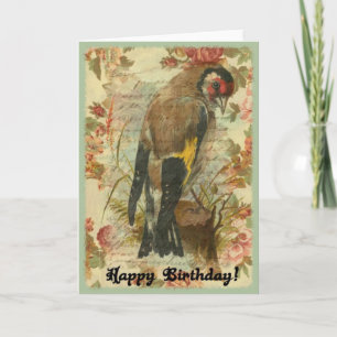 vogeltje met een Floral achtergrond Kaart