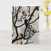 Vogeltje Mixed Media Kaart (Gele Bloem)