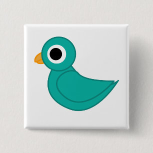 vogeltje vierkante button 5,1 cm
