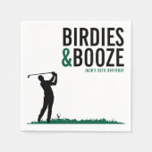 Vogeltjes & Drank Volwassenen Golf Verjaardagsfees Servet (Voorkant)
