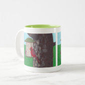  vogeltjes, kardinalen bij de feeder, mokken (Voorkant links)