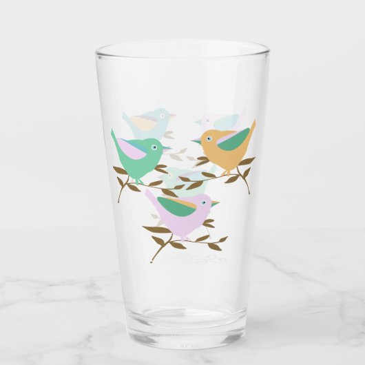  vogeltjes op takken glas (Voorkant)