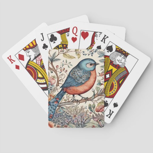  vogeltjes Scandinavisch stoffenontwerp Pokerkaarten (Achterkant)
