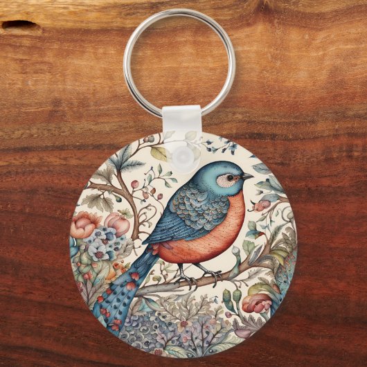  vogeltjes Scandinavisch stoffenontwerp Sleutelhanger (Achterkant)