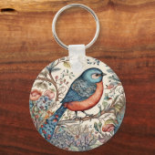 vogeltjes Scandinavisch stoffenontwerp Sleutelhanger (Voorkant)