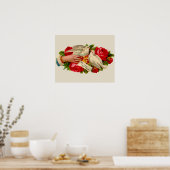  vogeltjes Victoriaans liefdesduiven Poster (Keuken)