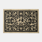  Vogeltrio Zwart en Tan Houtwerk Deurmat (Voorkant)