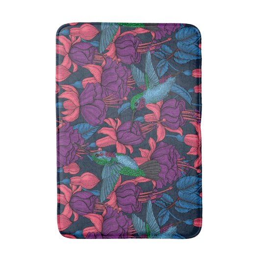 Vogeltuin in het paars en blauw badmat (Voorkant Verticaal)