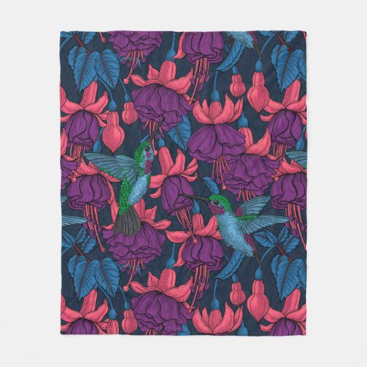 Vogeltuin in het paars en blauw fleece deken (Voorkant)