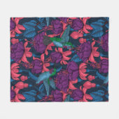 Vogeltuin in het paars en blauw fleece deken (Voorkant (Horizontaal))