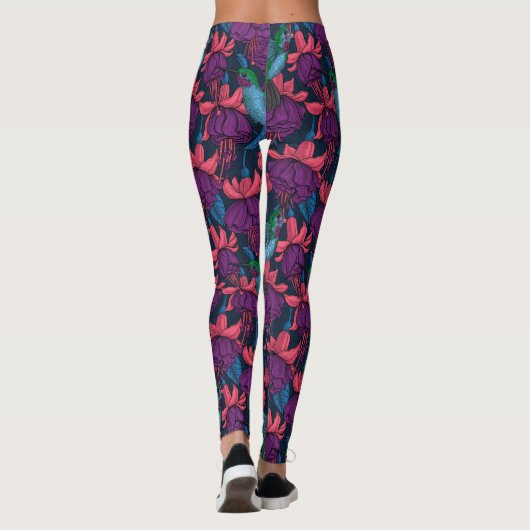 Vogeltuin in het paars en blauw leggings (Achterkant)