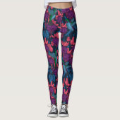 Vogeltuin in het paars en blauw leggings (Voorkant)