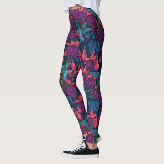 Vogeltuin in het paars en blauw leggings (Links)