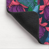 Vogeltuin in het paars en blauw muismat (Hoek)