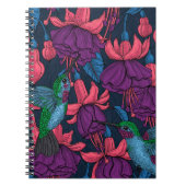 Vogeltuin in het paars en blauw notitieboek (Voorkant)