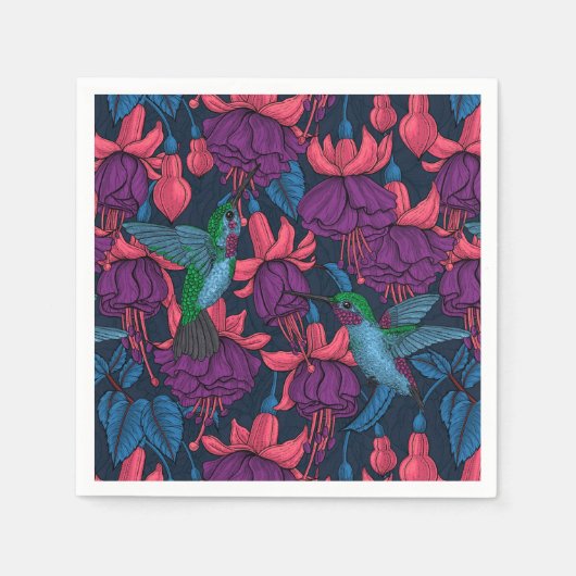 Vogeltuin in het paars en blauw servet (Voorkant)