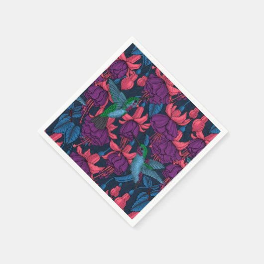 Vogeltuin in het paars en blauw servet (Hoek)