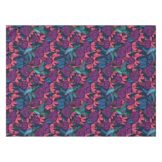 Vogeltuin in het paars en blauw tafelkleed (Voorkant (Horizontaal))