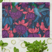 Vogeltuin in het paars en blauw theedoek (Gevouwen)