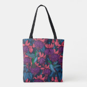 Vogeltuin in het paars en blauw tote bag (Achterkant)
