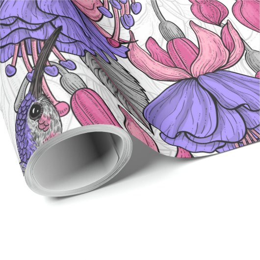 Vogeltuin in melroos en roze cadeaupapier (Rol Hoek)