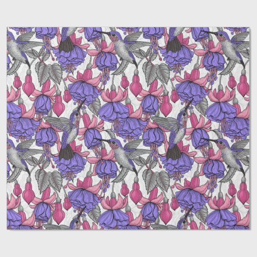 Vogeltuin in melroos en roze cadeaupapier (Vlak)