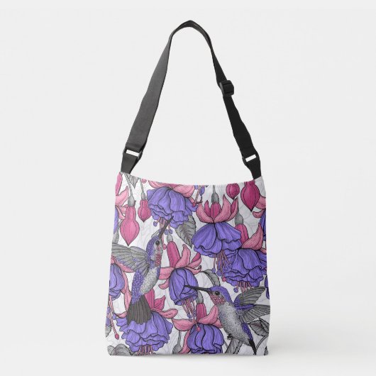 Vogeltuin in melroos en roze crossbody tas (Voorkant)