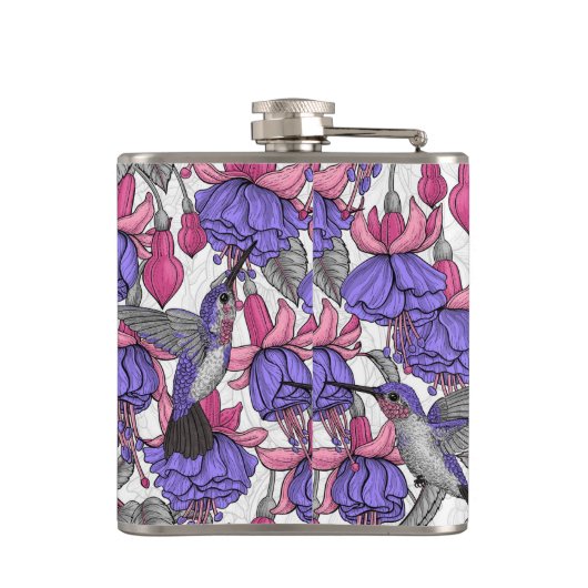 Vogeltuin in melroos en roze heupfles (Achterkant)