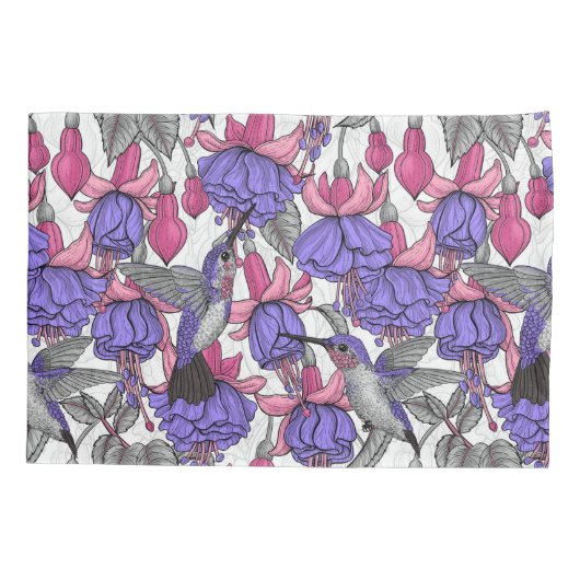 Vogeltuin in melroos en roze kussensloop (Achterkant-Links)